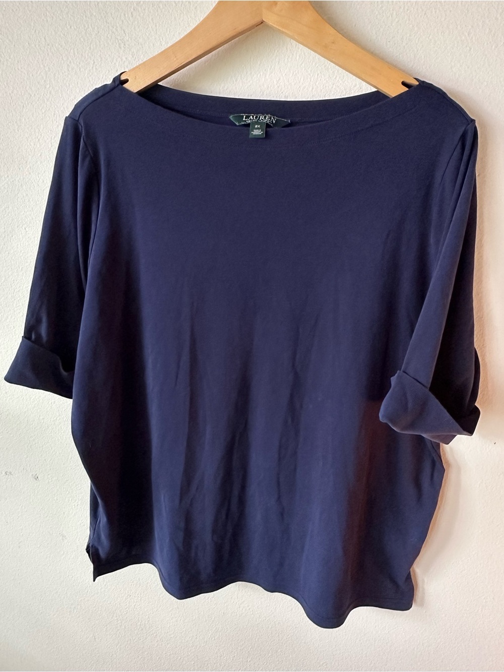 Ralph Lauren Navy Boatneck Long Sleeve Top